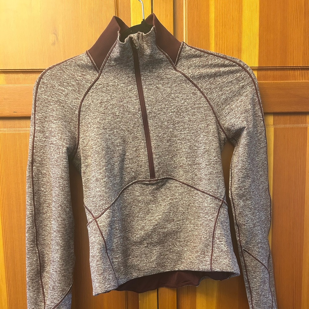 Lululemon Gray and Burgundy Quarter-Zip Pullover